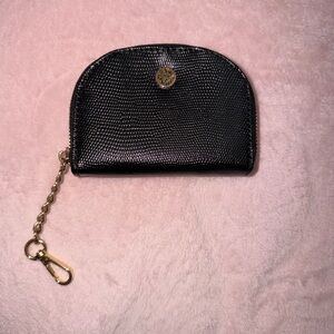 Anne Klein Black Zip Coin Purse Keychain Wallet